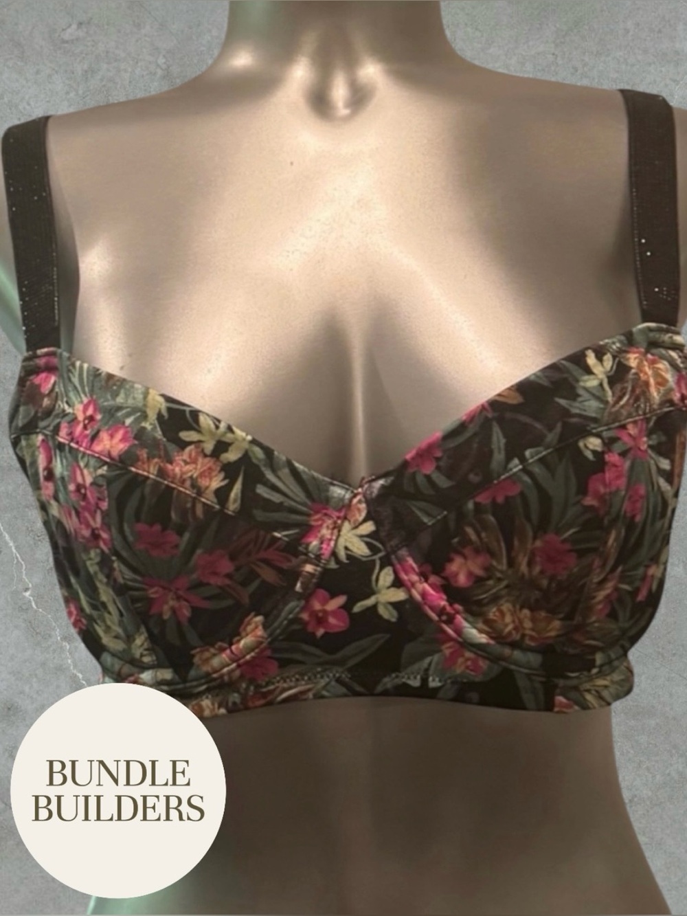 $10 Add-on | Victoria's Secret Black Floral Bikini Top